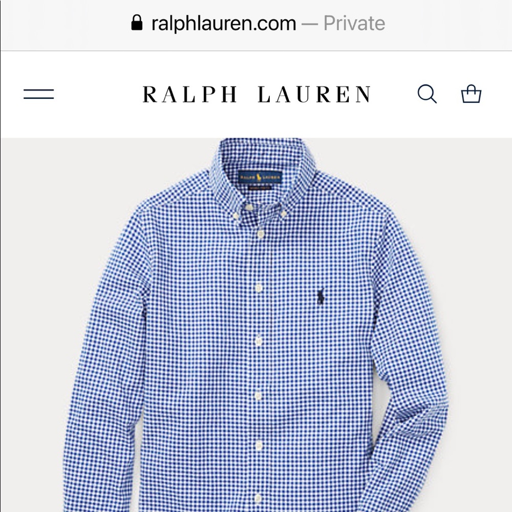 Ralph Lauren Boys Polo Long Sleeve Button Down Shirt Sz L (14-16) Barely Worn